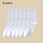 Polyester Mid Tube Casual Striped Women Socks 6 Pairs