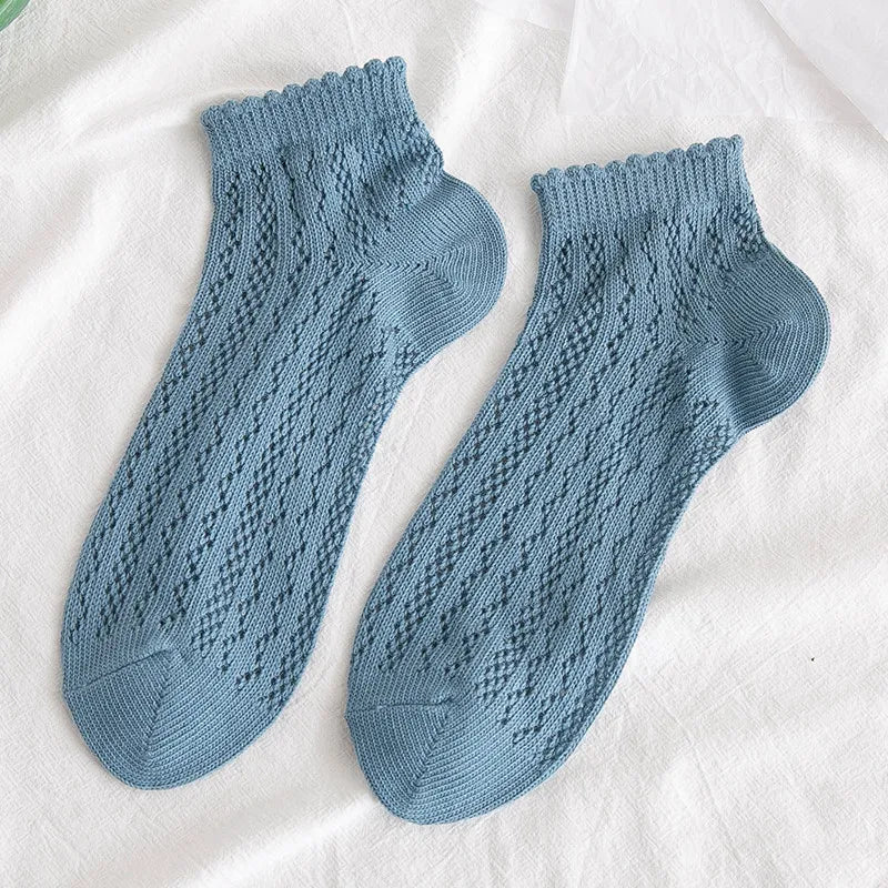 Cotton Polyester Mesh Ankle Socks for Women - 22