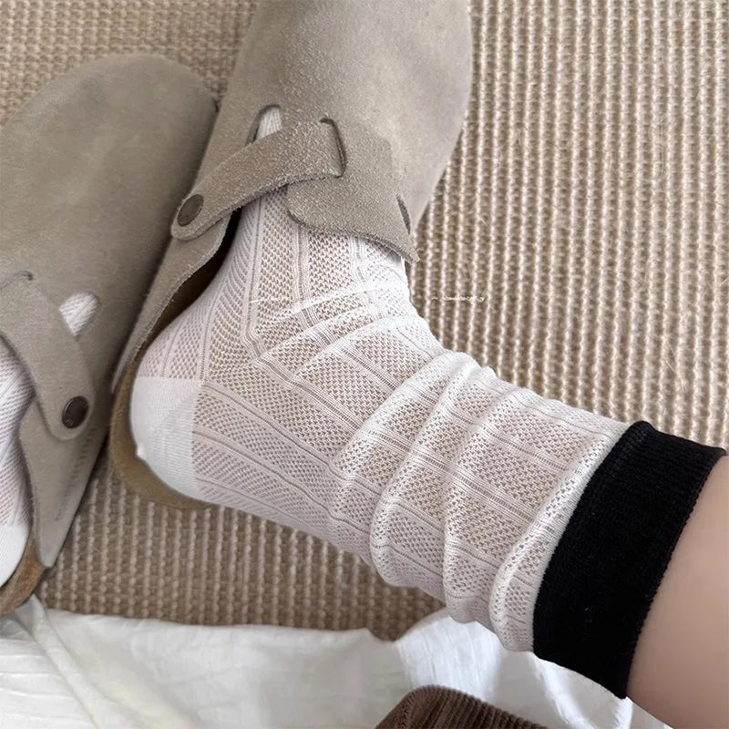 Polyester Mesh Breathable Mid Tube Socks - 5