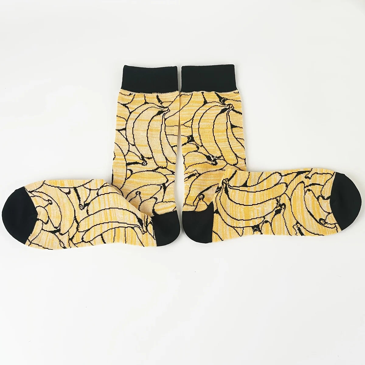 Cotton Blend Banana Print Mid Calf Socks - 4