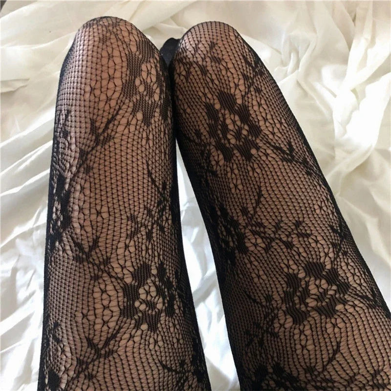 Floral Nylon Lace Fishnet Pantyhose Tights