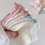 5 Pack Women Breathable Nylon Polyester Bow Knot Low Tube Socks