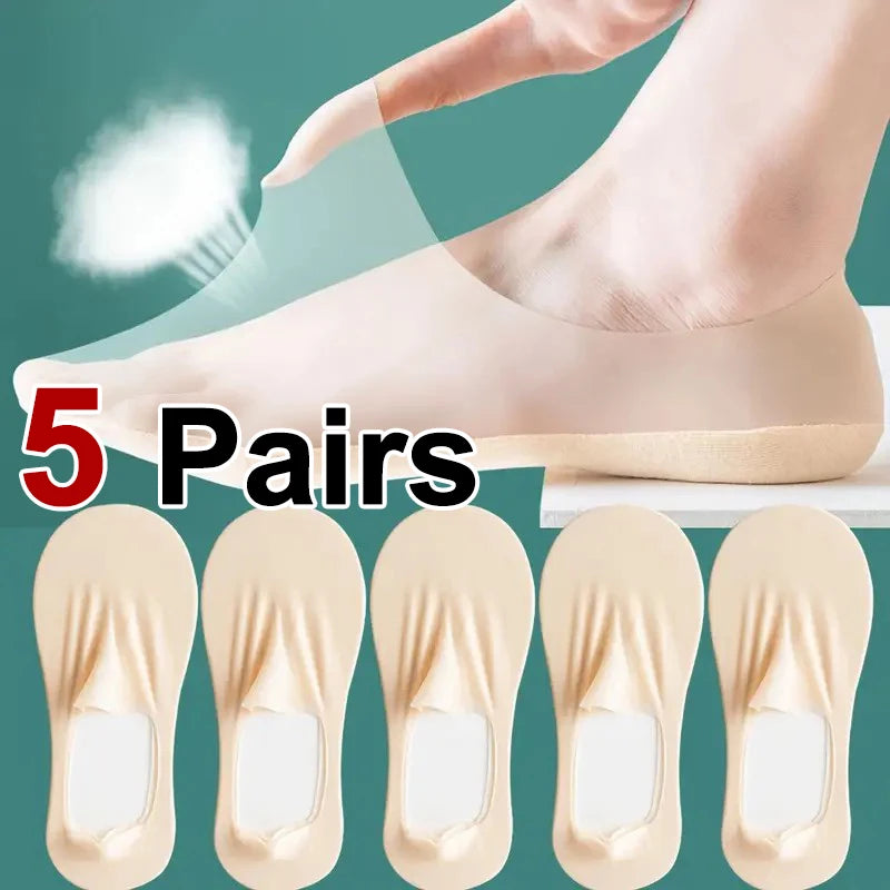 5 Pairs Women Cotton Invisible Low Cut No Show Socks