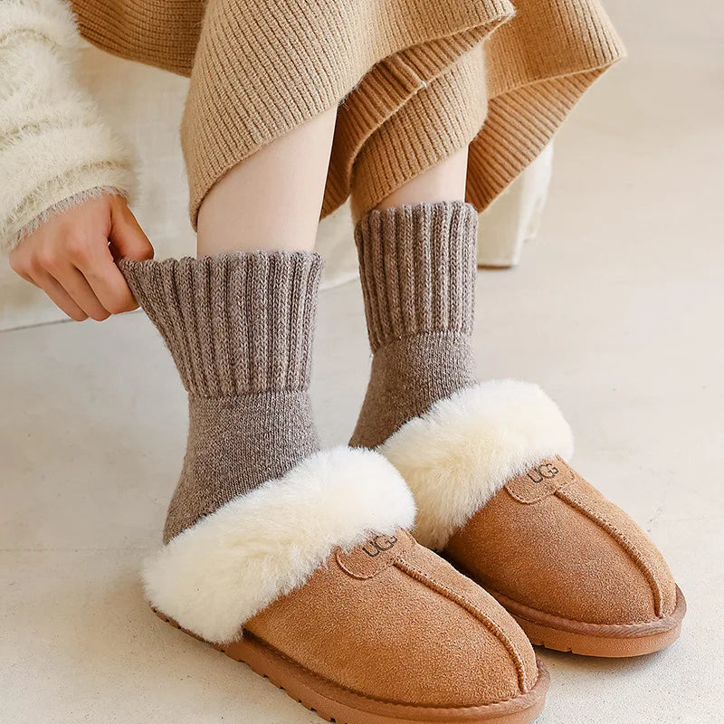 Polyester Elastane Knit Winter Crew Socks