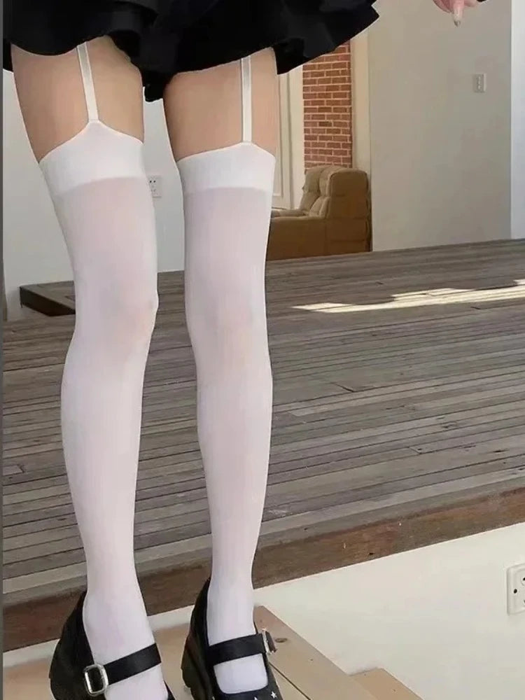 Nylon Polyester Cross Design Garter Tights