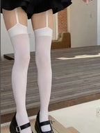 Nylon Polyester Cross Design Garter Tights