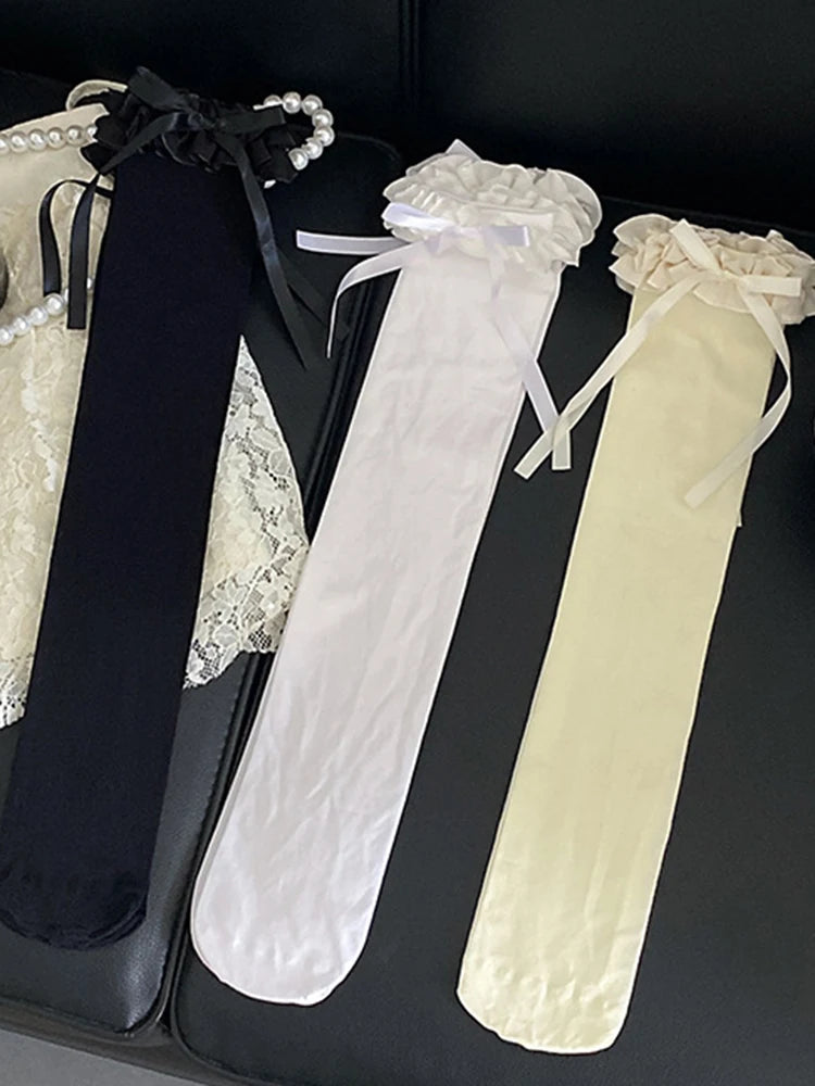 Polyester Spandex Lolita Bow Knee High Socks