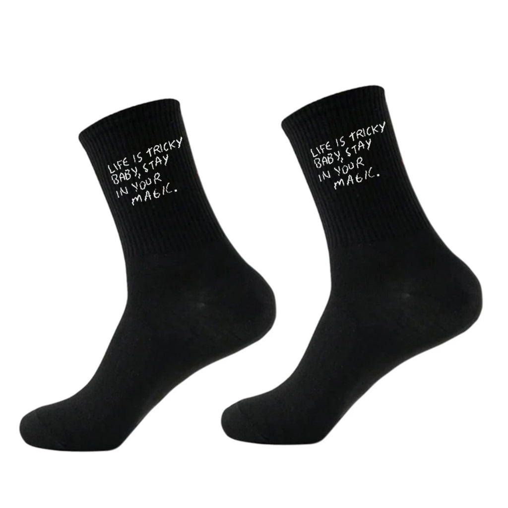 Polyester Elastane Crew Socks Graphic Casual Footwear