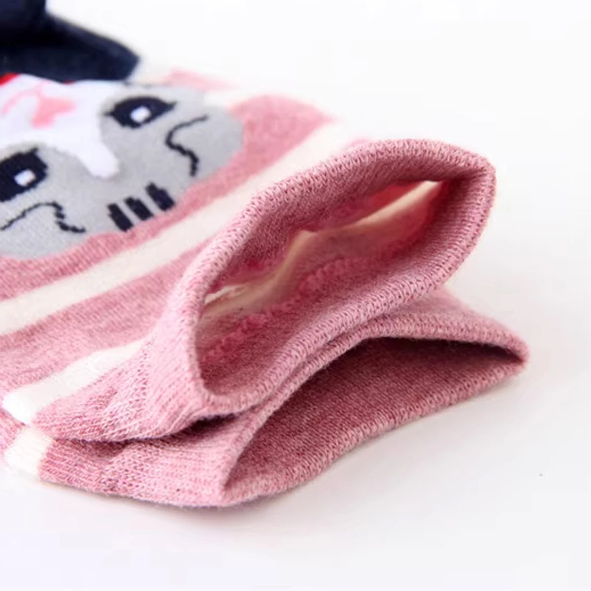 Polyester Elastane Crew Socks Cartoon Cat Pattern 5 Pairs - 5