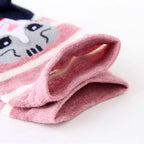 Polyester Elastane Crew Socks Cartoon Cat Pattern 5 Pairs