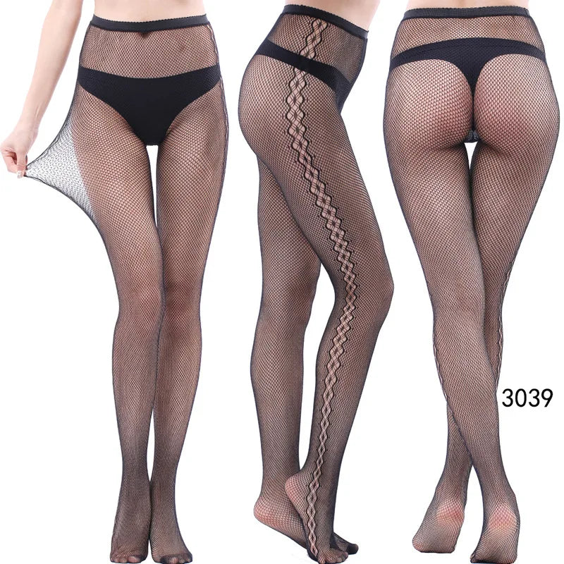 Nylon Spandex Jacquard Patterned Fishnet Pantyhose Tights