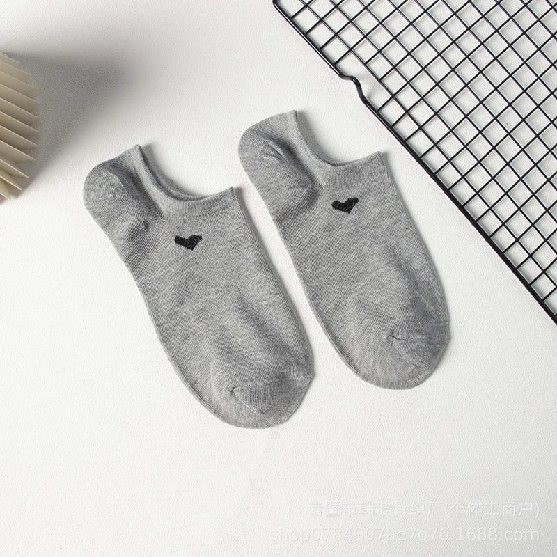 Polyester Elastane Low Cut Casual Heart Print Women Socks - 10