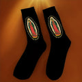 Polyester Elastane Portrait Print Mid Calf Casual Socks