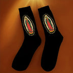 Polyester Elastane Portrait Print Mid Calf Casual Socks