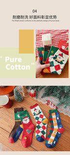 Cotton Christmas Mid Calf Socks for Women