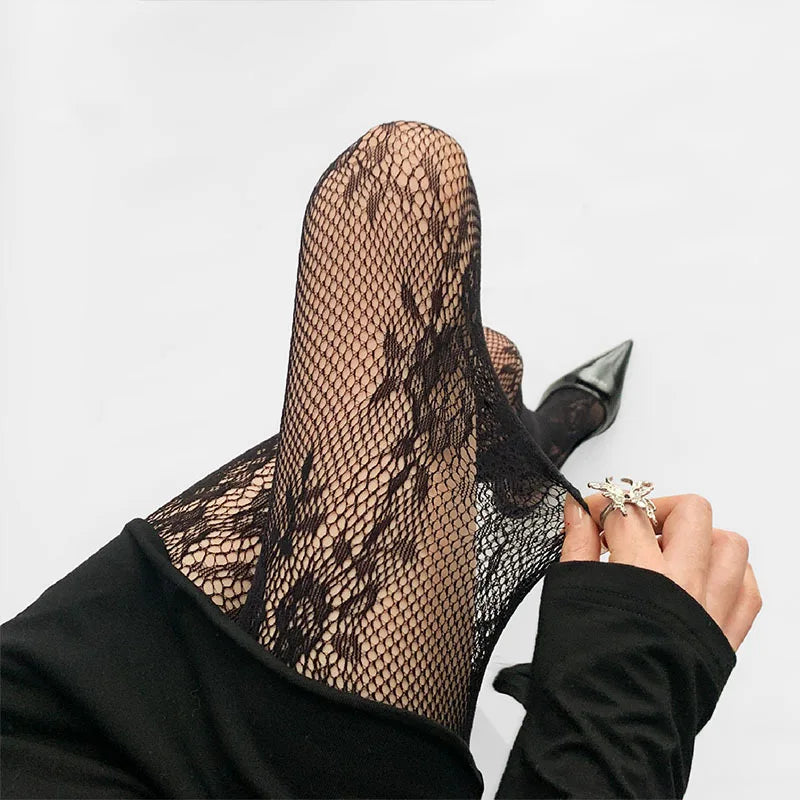 Floral Lace Mesh Pantyhose Women Nylon Tights