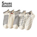 Polyester Elastane Ruffled Ankle Socks For Women