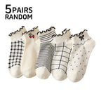 Polyester Elastane Ruffled Ankle Socks For Women
