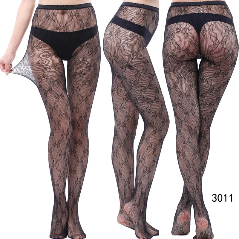 Nylon Spandex Jacquard Patterned Fishnet Pantyhose Tights