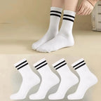 Polyester Elastane Striped Mid Length Casual Socks