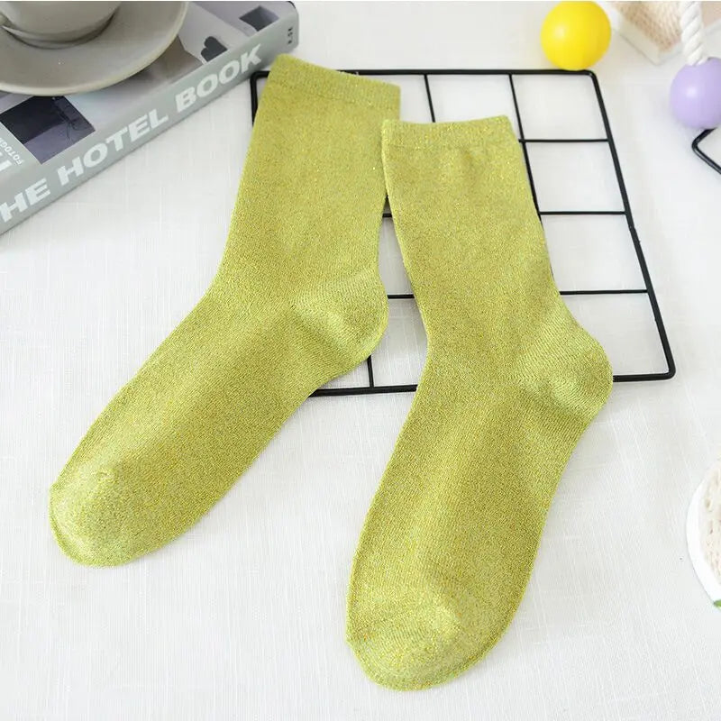 Metallic Knit Women Casual Socks - 31