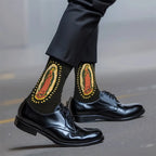Polyester Elastane Portrait Print Mid Calf Casual Socks