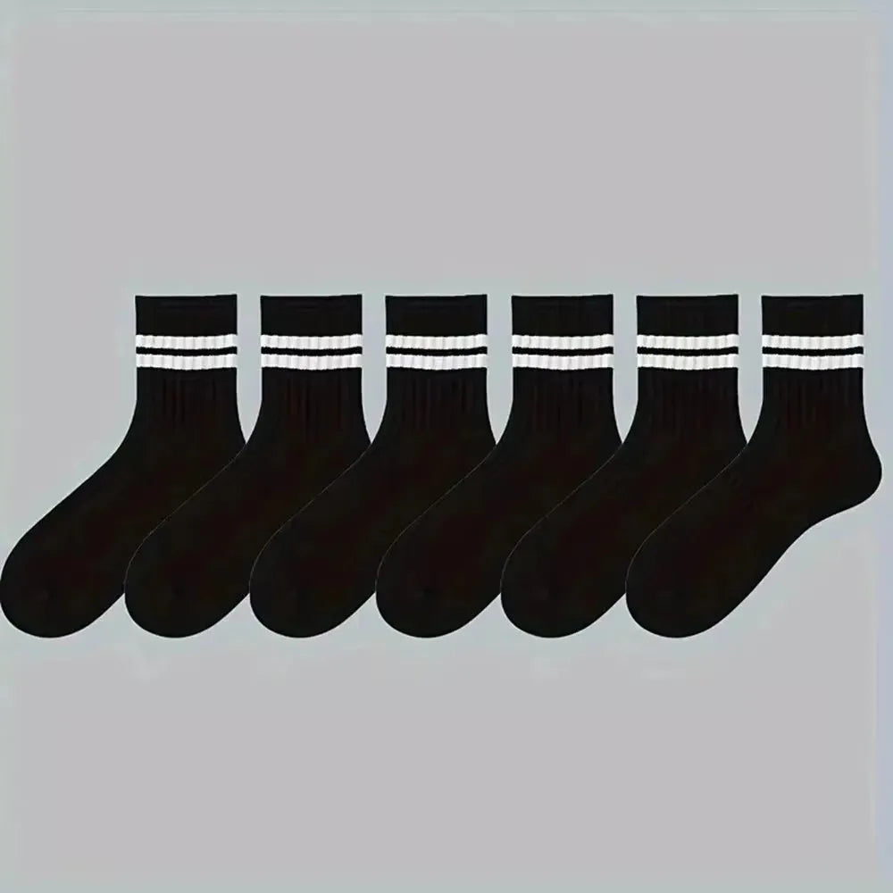 Polyester Blend Mens Crew Socks Mid Tube Casual Wear