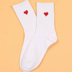Polyester Elastane Heart Pattern Women Crew Socks