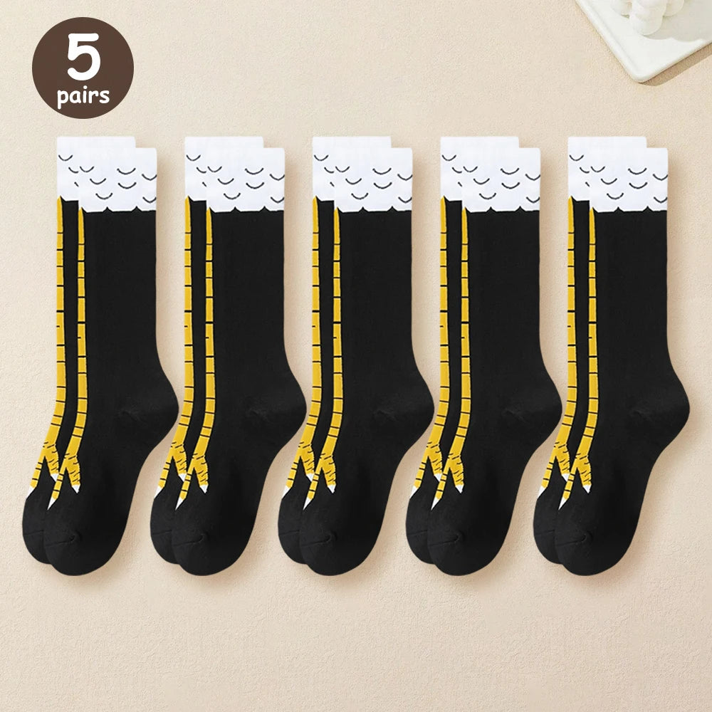 Polyester Spandex Knee High Chicken Claw Novelty Socks