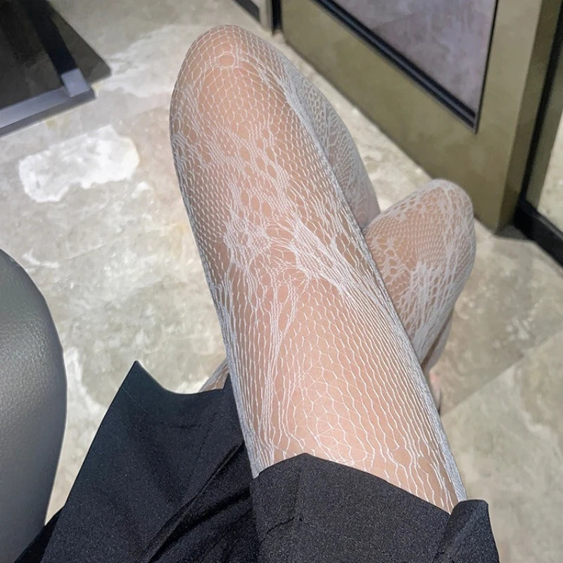 Nylon Elastane Floral Lace Fishnet Tights Pantyhose