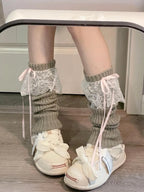 Acrylic Knitted Lace Bow Leg Warmers