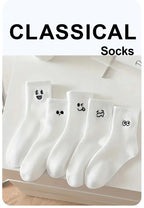 Polyester Blend Cartoon Expression Mid Tube Socks