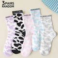 Polyester Elastane Cow Print Crew Socks