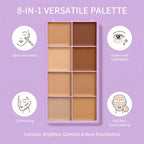 8 Shade Cream Concealer Palette and Contour Kit