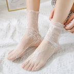 Polyester Floral Lace Breathable Ankle Socks