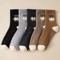 Polyester Blend Crew Socks Five Pair Set