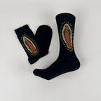 Polyester Elastane Portrait Print Mid Calf Socks