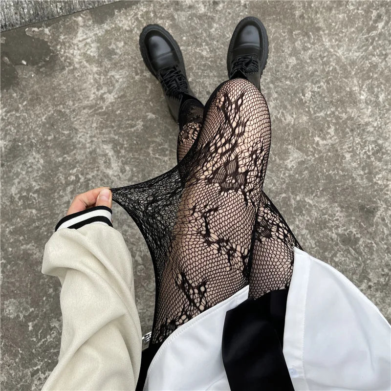Floral Lace Pattern Mesh Pantyhose Tights