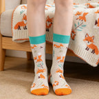 Cotton Blend Fox Pattern Casual Mid Tube Socks