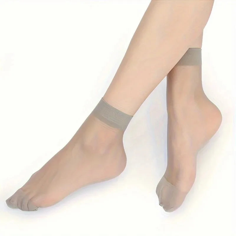 10 Pairs Transparent Nylon Silk Casual Socks