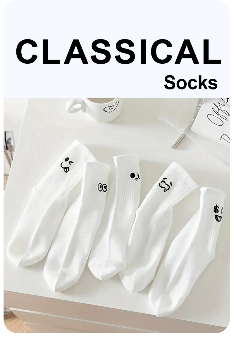 Polyester Blend Cartoon Expression Mid Tube Casual Socks