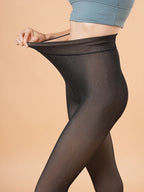 Polyester Elastane Thermal Tights Translucent Fleece Pantyhose