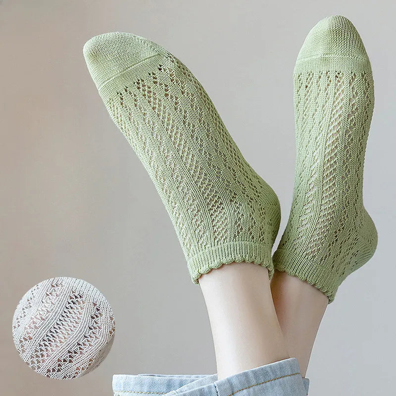 Cotton Polyester Mesh Ankle Socks for Women