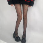 Nylon Polyester Heart Print Tights for Women