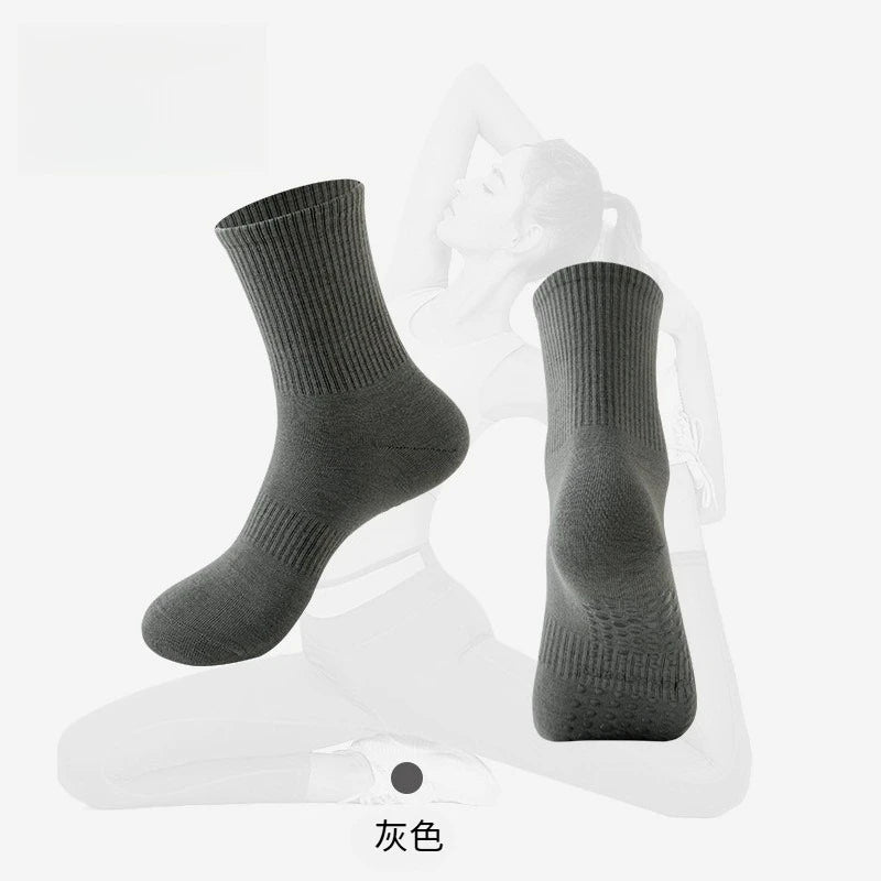 Cotton Polyester Non Slip Yoga Pilates Fitness Mid Tube Socks
