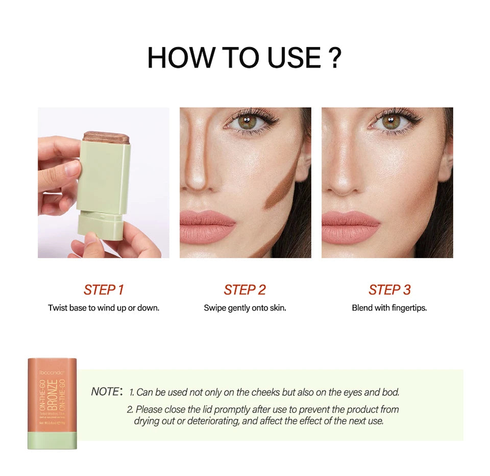 Cream Bronzer and Highlighter Multi Use Face and Body Makeup Stick