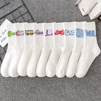 Polyester Elastane Graffiti Print Crew Socks