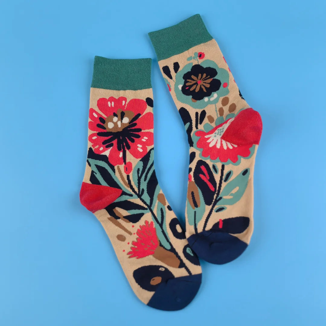 Cotton Blend Floral Mid Calf Casual Socks - 4