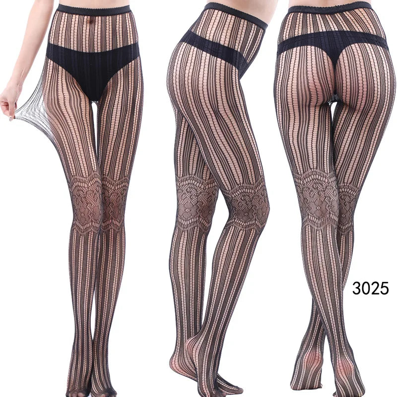 Nylon Spandex Jacquard Patterned Fishnet Pantyhose Tights