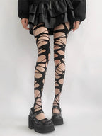 Nylon Elastane Hollowed Ripped Tights